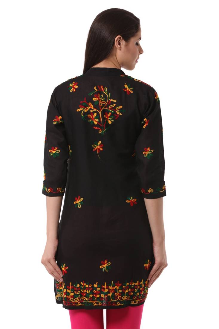 Multicolor embroidered Pure Cotton stitched kurti