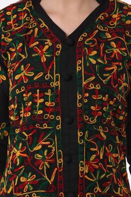 Multicolor embroidered Pure Cotton stitched kurti 4