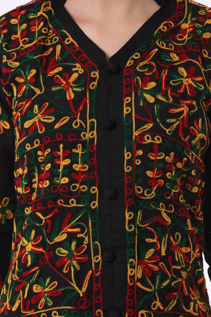 Multicolor embroidered Pure Cotton stitched kurti