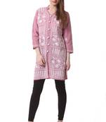 Pink embroidered Pure Cotton stitched kurti