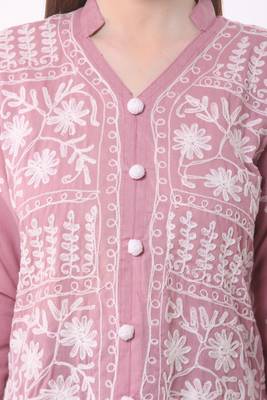 Pink embroidered Pure Cotton stitched kurti 4
