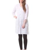 White embroidered Pure Cotton stitched kurti