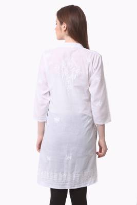 White embroidered Pure Cotton stitched kurti 3
