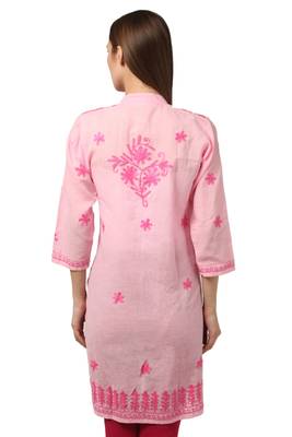 Pink embroidered Pure Cotton stitched kurti 3