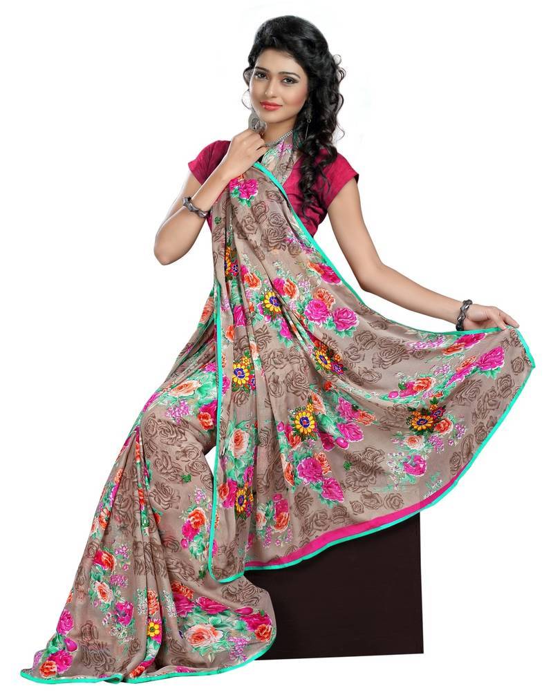 Wome Multi Printed Saree With Atteched Blouse Piece