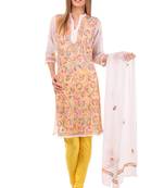 White embroidered Faux Georgette stitched kurti
