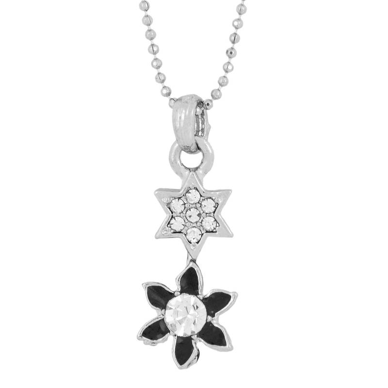 Heart 18k Gold & Rhodium Plated Brass CZ Pearl Combo Necklace Pendant Chain Set Girls