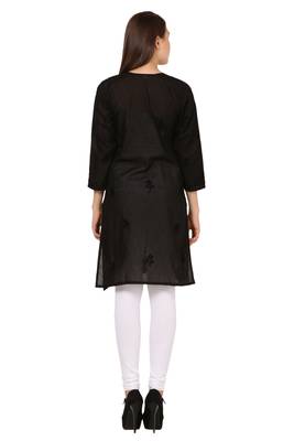 Black embroidered Pure Cotton  stitched kurti 3