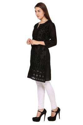 Black embroidered Pure Cotton  stitched kurti 5