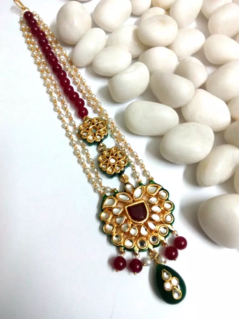 Royal Kundan Ruby Maang Tikka