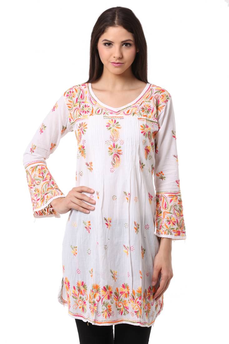 multicolor chikankari kurti