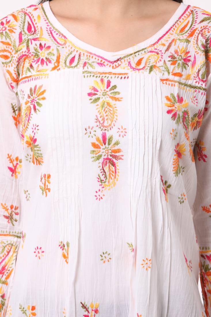 multicolor chikankari kurti