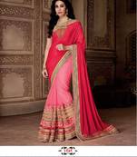 Red embroidered georgette saree with blouse