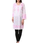 Pink  embroidered Pure Cotton  stitched kurti