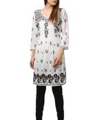 Black embroidered Pure Cotton  stitched kurti