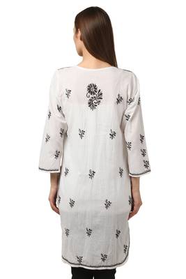 Black embroidered Pure Cotton  stitched kurti 3