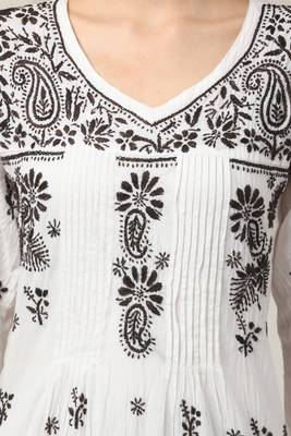 Black embroidered Pure Cotton  stitched kurti 4