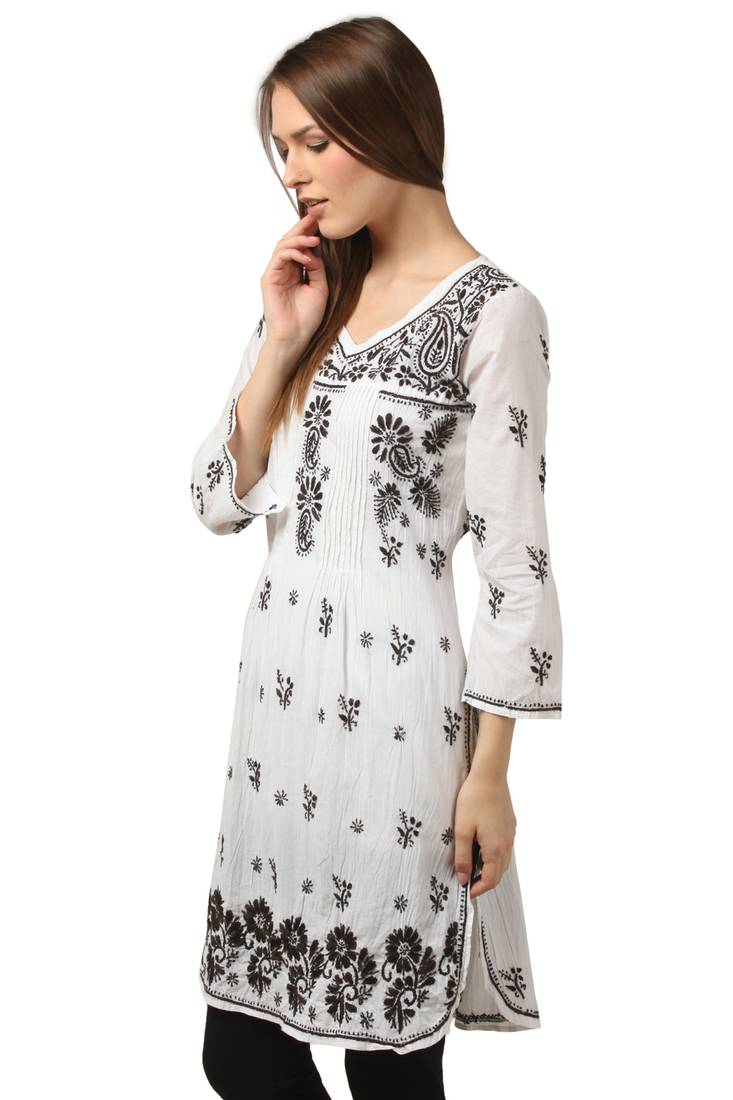 Black embroidered Pure Cotton  stitched kurti