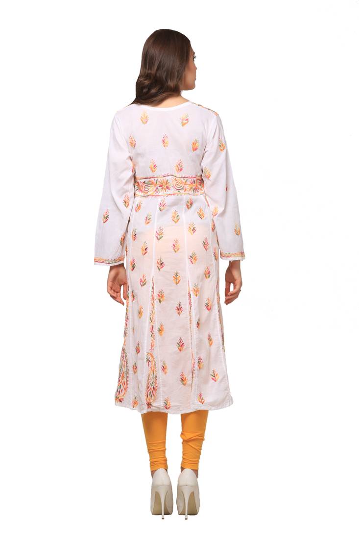 Multicolor embroidered Pure Cotton  stitched kurti