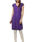 Purple embroidered Pure Cotton stitched kurti