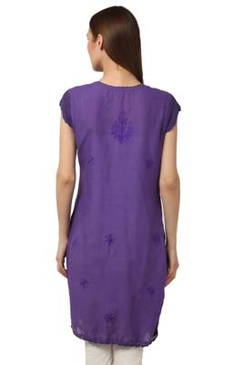 Purple embroidered Pure Cotton stitched kurti 3