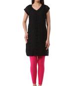Black embroidered Pure Cotton stitched kurti