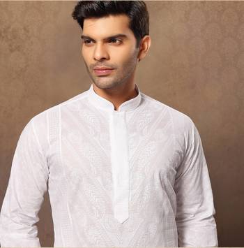 White Cotton Embroidered Kurta Pajama 2