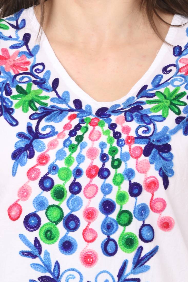 White embroidered Cotton stitched kurti