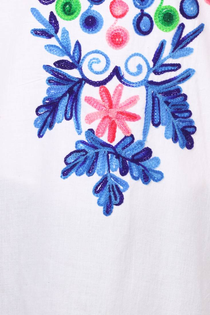 White embroidered Cotton stitched kurti