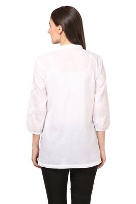 White embroidered Cotton stitched kurti 3