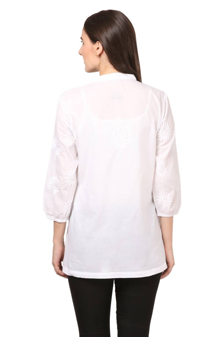 White embroidered Cotton stitched kurti