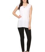 White embroidered Cotton stitched kurti