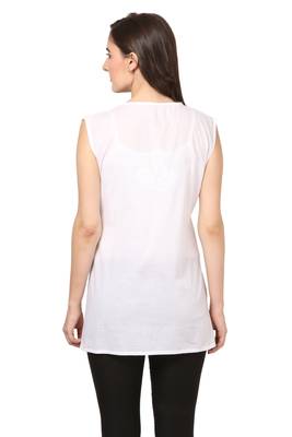 White embroidered Cotton stitched kurti 3
