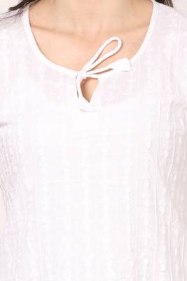 White embroidered Cotton stitched kurti 4