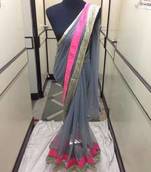 Grey Net saree