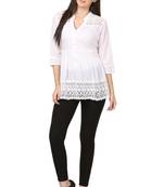 White embroidered Cotton stitched kurti