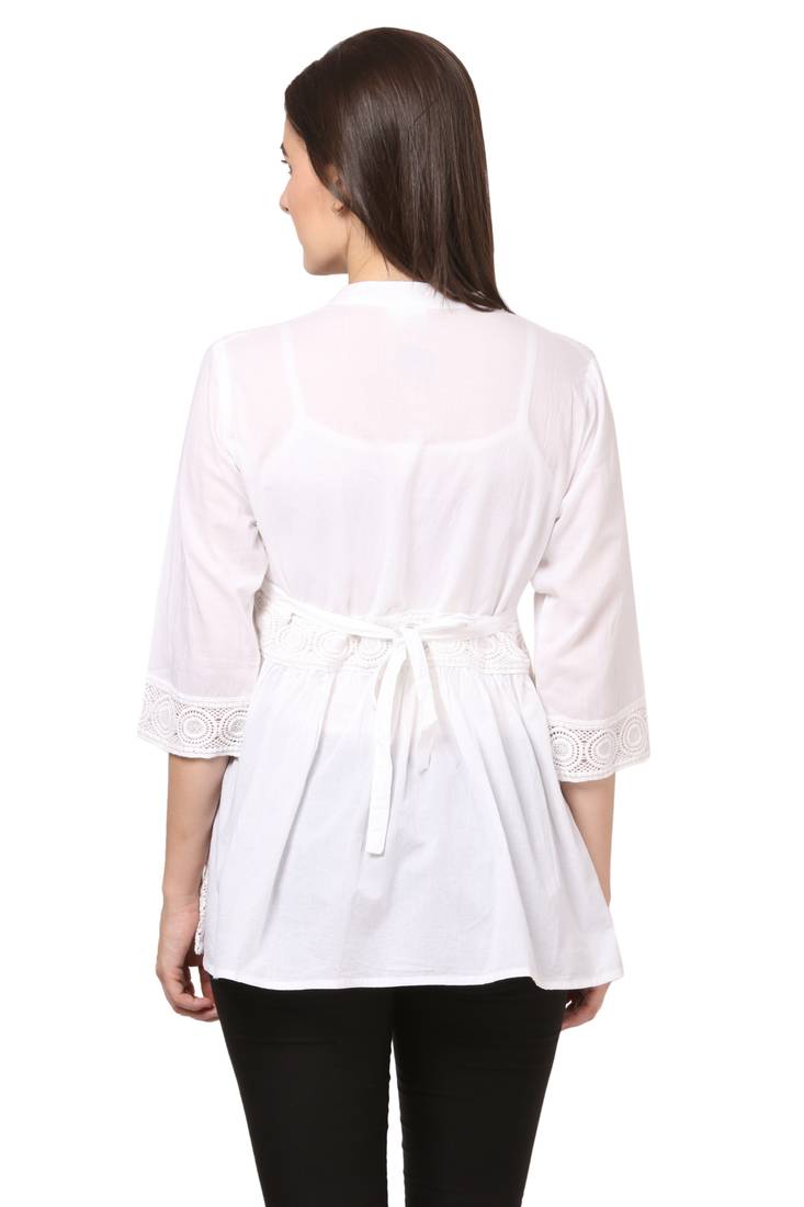 White embroidered Cotton stitched kurti