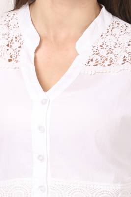 White embroidered Cotton stitched kurti 4