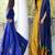 yellow and blue taffeta silk combo anarkali salwar suit offere