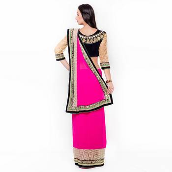 Pink Embroidered Saree With Blouse 3