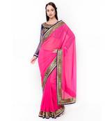Pink Embroidered Saree With Blouse