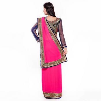 Pink Embroidered Saree With Blouse 3