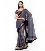 Grey Embroidered Saree With Blouse