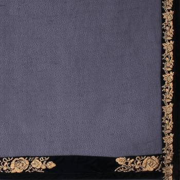 Grey Embroidered Saree With Blouse 5