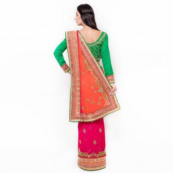 Pink Embroidered Art Silk Saree With Blouse 3
