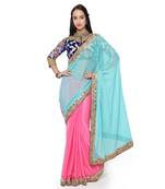 Pink Embroidered Chiffon Saree With Blouse