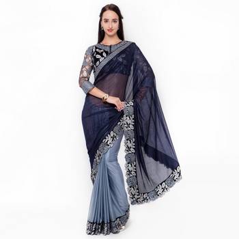 Black Embroidered Velvet Saree With Blouse 1