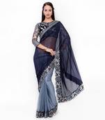 Black Embroidered Velvet Saree With Blouse