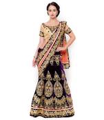 Purple Embroidered Net Saree With Blouse