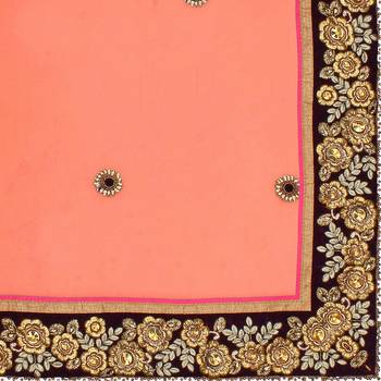 Purple Embroidered Net Saree With Blouse 5